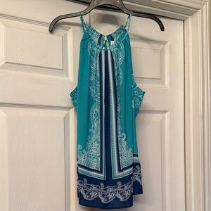 NY& Co Teal and Navy Paisley Women's Top